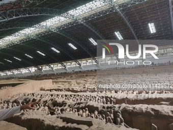 Tourists are visiting Emperor Qinshihuang's Mausoleum Site Museum in Xi'an, China, on July 13, 2024. (