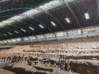 Tourists are visiting Emperor Qinshihuang's Mausoleum Site Museum in Xi'an, China, on July 13, 2024. (