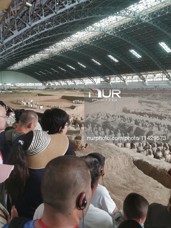 Tourists are visiting Emperor Qinshihuang's Mausoleum Site Museum in Xi'an, China, on July 13, 2024. 