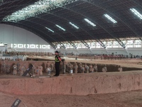 Tourists are visiting Emperor Qinshihuang's Mausoleum Site Museum in Xi'an, China, on July 13, 2024. (