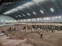 Tourists are visiting Emperor Qinshihuang's Mausoleum Site Museum in Xi'an, China, on July 13, 2024. (