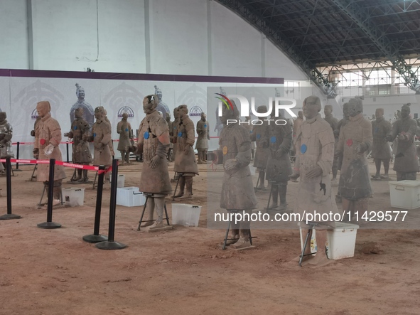 Relics are being seen at Emperor Qinshihuang's Mausoleum Site Museum in Xi'an, China, on July 13, 2024. 