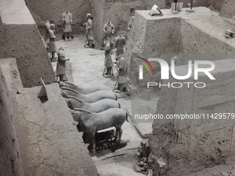 Relics are being seen at Emperor Qinshihuang's Mausoleum Site Museum in Xi'an, China, on July 13, 2024. (