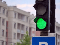 The green light is going off on the street in Odesa, Ukraine, on July 22, 2024. NO USE RUSSIA. NO USE BELARUS. (