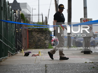 NYPD crime scene investigators are on the scene, investigating the fatal shooting of a 28-year-old male in the Bronx, New York. A 28-year-ol...