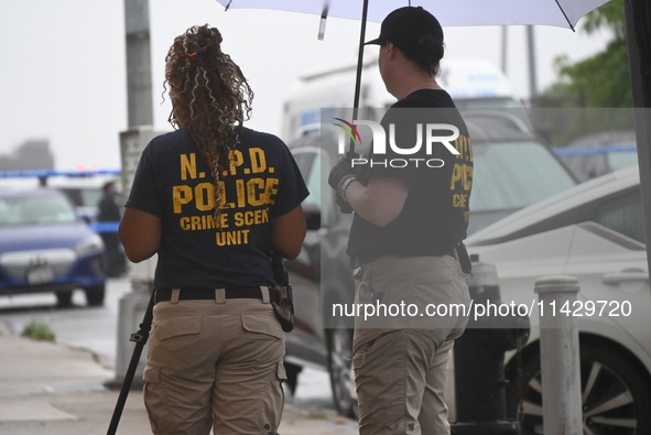 NYPD crime scene investigators are on the scene, investigating the fatal shooting of a 28-year-old male in the Bronx, New York. A 28-year-ol...