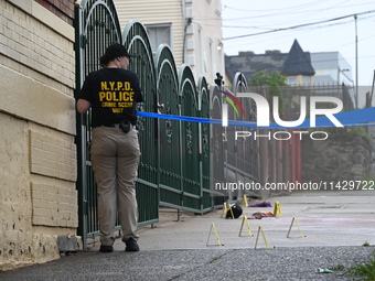 NYPD crime scene investigators are on the scene, investigating the fatal shooting of a 28-year-old male in the Bronx, New York. A 28-year-ol...