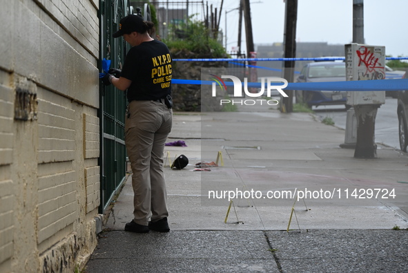 NYPD crime scene investigators are on the scene, investigating the fatal shooting of a 28-year-old male in the Bronx, New York. A 28-year-ol...