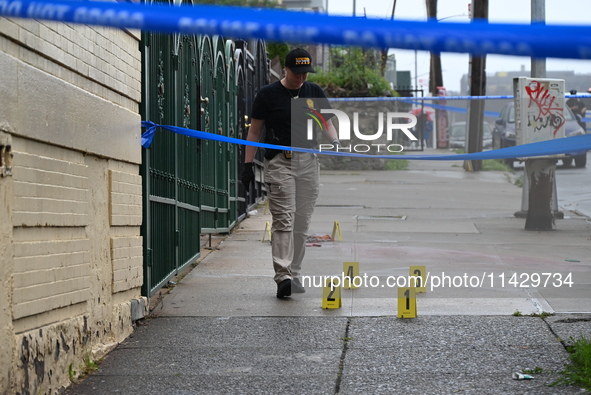 NYPD crime scene investigators are on the scene, investigating the fatal shooting of a 28-year-old male in the Bronx, New York. A 28-year-ol...