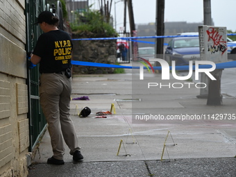 NYPD crime scene investigators are on the scene, investigating the fatal shooting of a 28-year-old male in the Bronx, New York. A 28-year-ol...