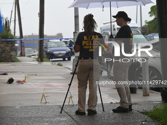 NYPD crime scene investigators are on the scene, investigating the fatal shooting of a 28-year-old male in the Bronx, New York. A 28-year-ol...