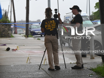 NYPD crime scene investigators are on the scene, investigating the fatal shooting of a 28-year-old male in the Bronx, New York. A 28-year-ol...