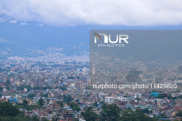 A general view of the Kathmandu Valley is showing a cleaned atmosphere after overnight rain and drizzles as seen from a hillstation in the o...