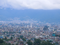 A general view of the Kathmandu Valley is showing a cleaned atmosphere after overnight rain and drizzles as seen from a hillstation in the o...