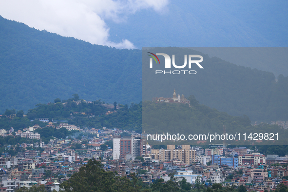 A general view of the Kathmandu Valley is showing a cleaned atmosphere after overnight rain and drizzles as seen from a hillstation in the o...