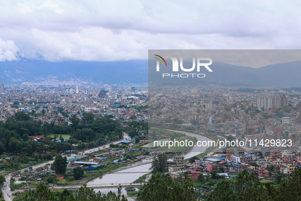 A general view of the Kathmandu Valley is showing a cleaned atmosphere after overnight rain and drizzles as seen from a hillstation in the o...