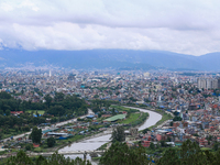 A general view of the Kathmandu Valley is showing a cleaned atmosphere after overnight rain and drizzles as seen from a hillstation in the o...