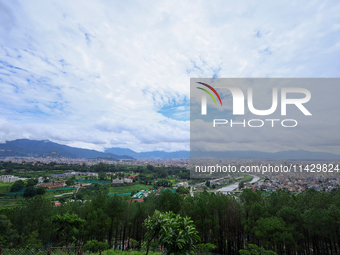 A general view of the Kathmandu Valley is showing a cleaned atmosphere after overnight rain and drizzles as seen from a hillstation in the o...