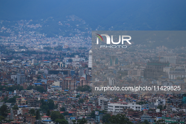 A general view of the Kathmandu Valley is showing a cleaned atmosphere after overnight rain and drizzles as seen from a hillstation in the o...