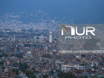 A general view of the Kathmandu Valley is showing a cleaned atmosphere after overnight rain and drizzles as seen from a hillstation in the o...