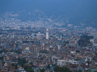 A general view of the Kathmandu Valley is showing a cleaned atmosphere after overnight rain and drizzles as seen from a hillstation in the o...