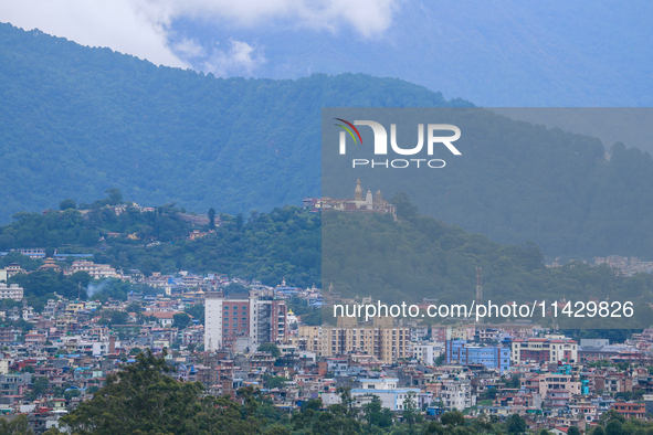 A general view of the Kathmandu Valley is showing a cleaned atmosphere after overnight rain and drizzles as seen from a hillstation in the o...