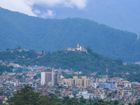 A general view of the Kathmandu Valley is showing a cleaned atmosphere after overnight rain and drizzles as seen from a hillstation in the o...