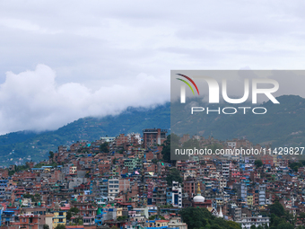 A general view of the Kathmandu Valley is showing a cleaned atmosphere after overnight rain and drizzles as seen from a hillstation in the o...