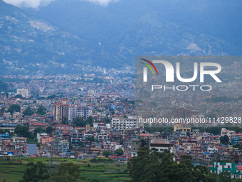 A general view of the Kathmandu Valley is showing a cleaned atmosphere after overnight rain and drizzles as seen from a hillstation in the o...