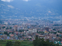 A general view of the Kathmandu Valley is showing a cleaned atmosphere after overnight rain and drizzles as seen from a hillstation in the o...