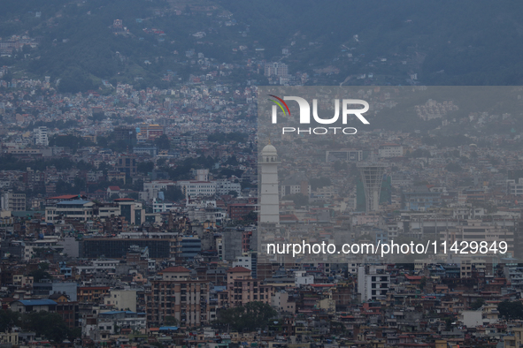 A general view of Kathmandu, Nepal, on July 23, 2024, after overnight rainfall is bringing in clear weather conditions. 