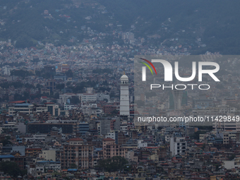 A general view of Kathmandu, Nepal, on July 23, 2024, after overnight rainfall is bringing in clear weather conditions. (