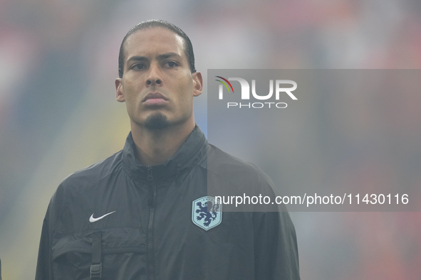 Virgil van Dijk centre-back of Netherlands and Liverpool FC during the UEFA EURO 2024 semi-final match between Netherlands and England at Fo...