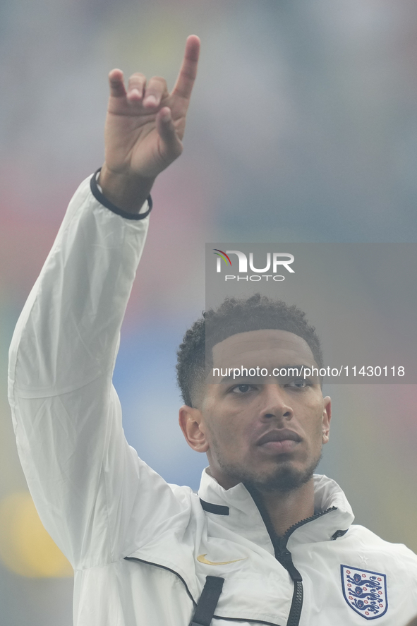 Jude Bellingham attacking midfield of England and Real Madrid during the UEFA EURO 2024 semi-final match between Netherlands and England at...