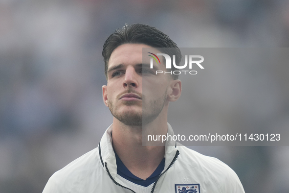 Declan Rice defensive midfield of England and Arsenal FC during the UEFA EURO 2024 semi-final match between Netherlands and England at Footb...