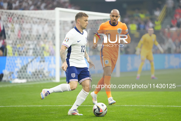 Kieran Trippier right-back of England and Newcastle United during the UEFA EURO 2024 semi-final match between Netherlands and England at Foo...