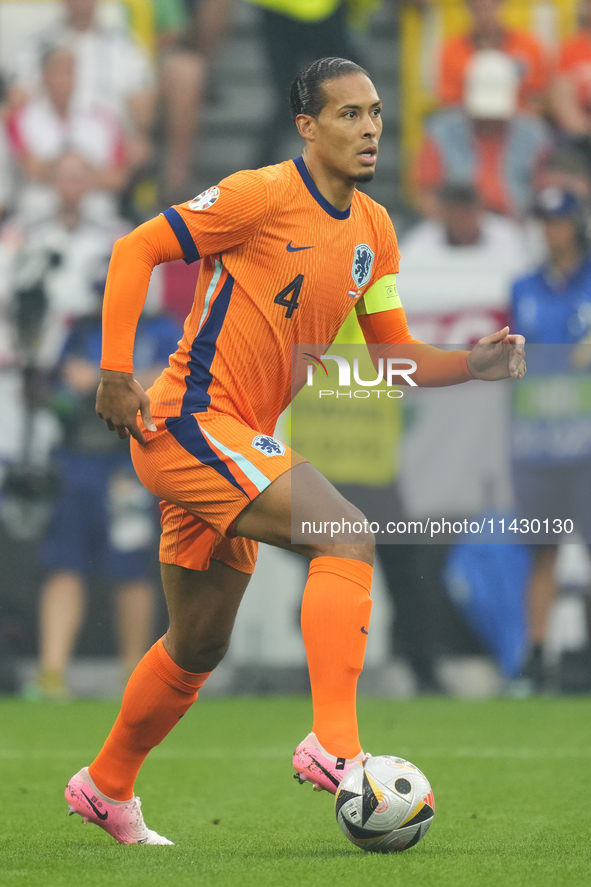 Virgil van Dijk centre-back of Netherlands and Liverpool FC during the UEFA EURO 2024 semi-final match between Netherlands and England at Fo...