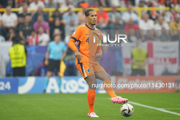 Virgil van Dijk centre-back of Netherlands and Liverpool FC during the UEFA EURO 2024 semi-final match between Netherlands and England at Fo...