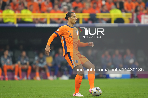 Virgil van Dijk centre-back of Netherlands and Liverpool FC during the UEFA EURO 2024 semi-final match between Netherlands and England at Fo...