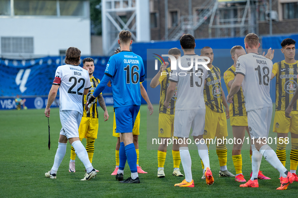 UD Santa Coloma AND players are preparing before the First phase of the UEFA Champions League Qualification 2024 - 2025 match between UD San...