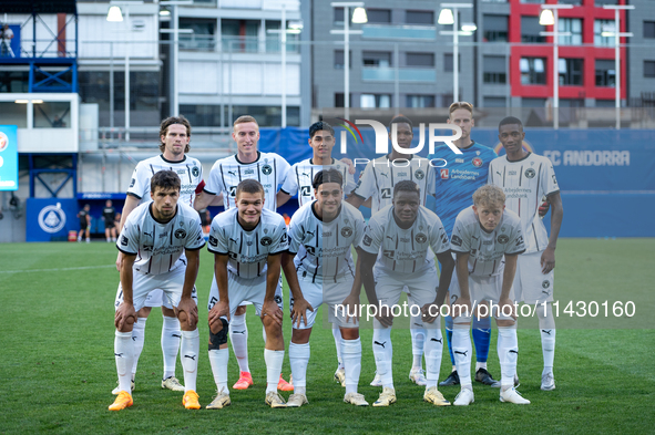 FC Midtjylland DEN players are forming during the second phase of the UEFA Champions League Qualification 2024-2025 match between UD Santa C...