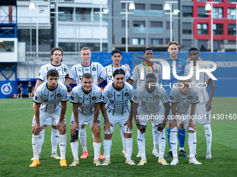 FC Midtjylland DEN players are forming during the second phase of the UEFA Champions League Qualification 2024-2025 match between UD Santa C...