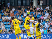 Players are in action during the second phase of the UEFA Champions League Qualification 2024-2025 match between UD Santa Coloma and FC Midt...