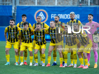 UD Santa Coloma AND players are forming during the second phase of the UEFA Champions League Qualification 2024-2025 match between UD Santa...