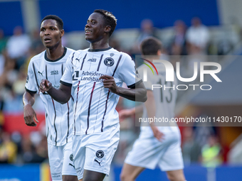 FC Midjylland DEN is celebrating after the first phase of the UEFA Champions League Qualification 2024-2025 match between UD Santa Coloma AN...