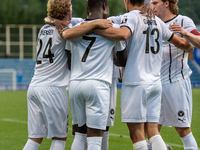 FC Midjylland DEN is celebrating after the first phase of the UEFA Champions League Qualification 2024-2025 match between UD Santa Coloma AN...