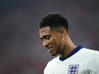 Jude Bellingham attacking midfield of England and Real Madrid during the UEFA EURO 2024 semi-final match between Netherlands and England at...