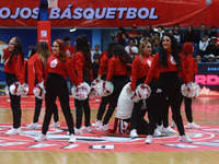 Diablos Rojos Cheerleaders are performing during the National Professional Basketball League (LNBP) game between Diablos Rojos and Santos de...