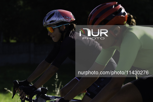 Rosa Maria Tapia Vidal is cycling during her training for the Paris Olympic Games in Lugo, Galicia, Spain, on July 23, 2024. 