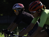 Rosa Maria Tapia Vidal is cycling during her training for the Paris Olympic Games in Lugo, Galicia, Spain, on July 23, 2024. (